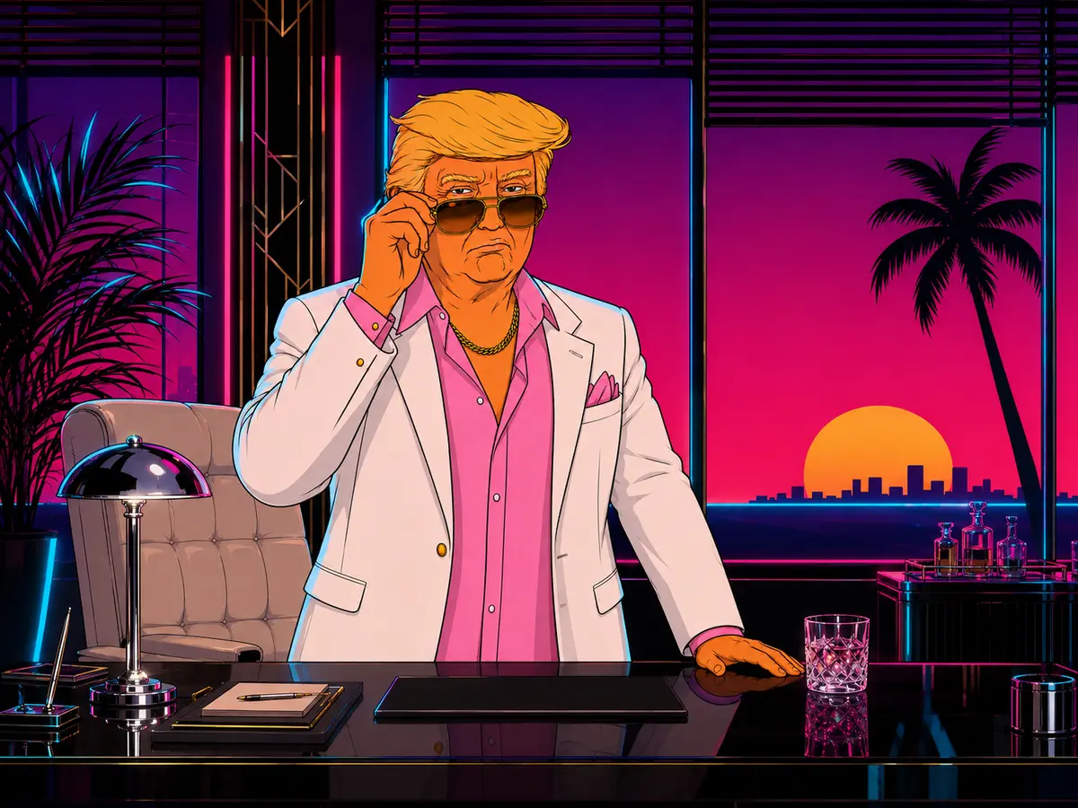 Vice Trump in an eighties Miami crime-boss penthouse